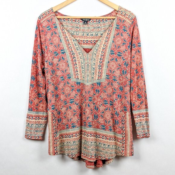 Lucky Brand Tops - Lucky Brand Placed Scarf Top Paisley Boho Top M